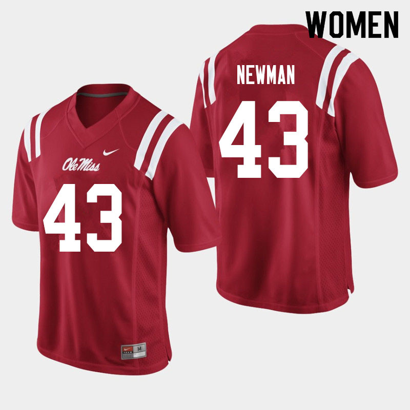 Daniel Newman Ole Miss Rebels NCAA Women's Red #43 Stitched Limited College Football Jersey SPH2158AK